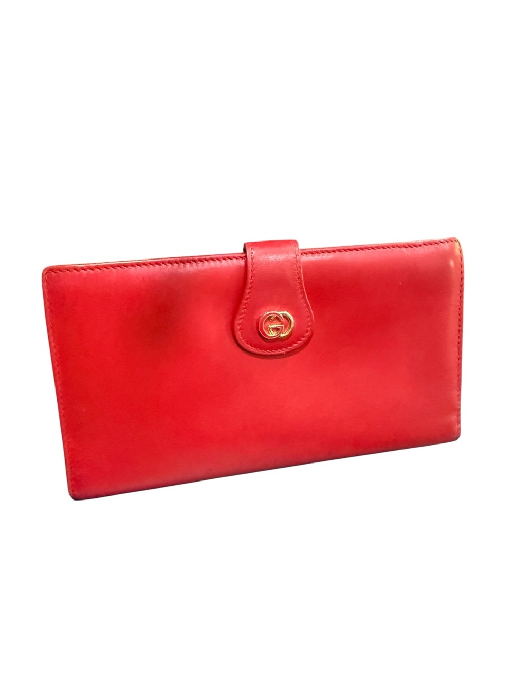 Vintage Gucci Red Leather GG Continental Wallet Clutch Kiss Lock Made in Italy - Picture 8 of 14